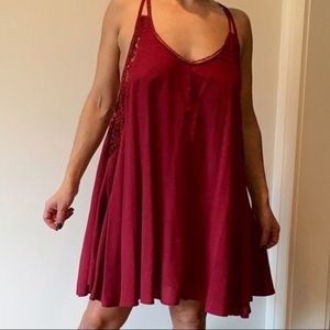 Gab and Kate Red sundress with Lace Racer-Back